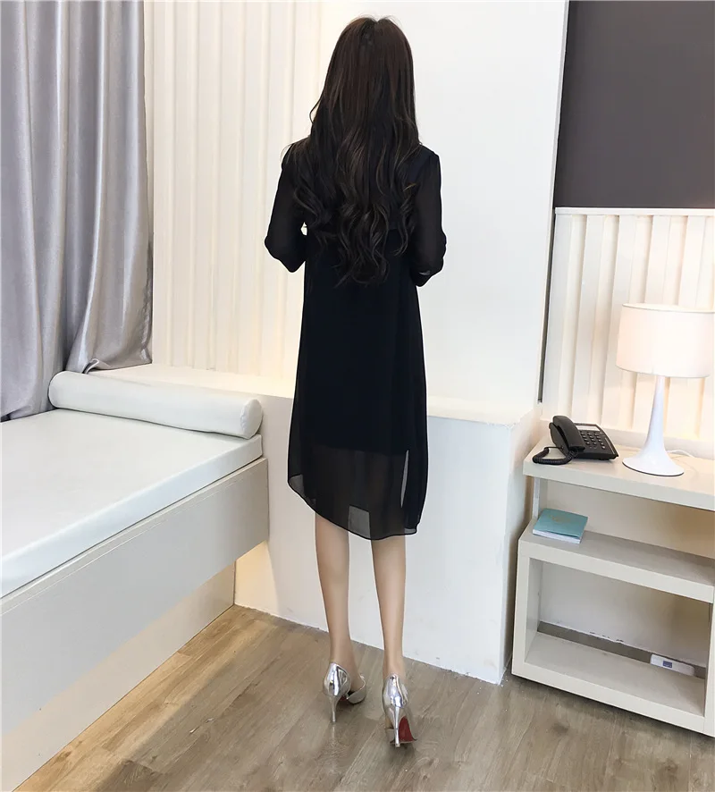 Summer new Korea wind temperament was thin chiffon cardigan long section of beach sun shirt jacket female yarn clothes Blouses