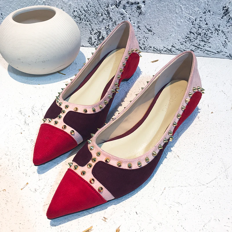 

New Brand Metal Rivet Mocasines Mujer Pointed Toe Flat Shoes Woman Casual Ballet Flats Ladies Ballerinas Mixed Colors Zapatillas