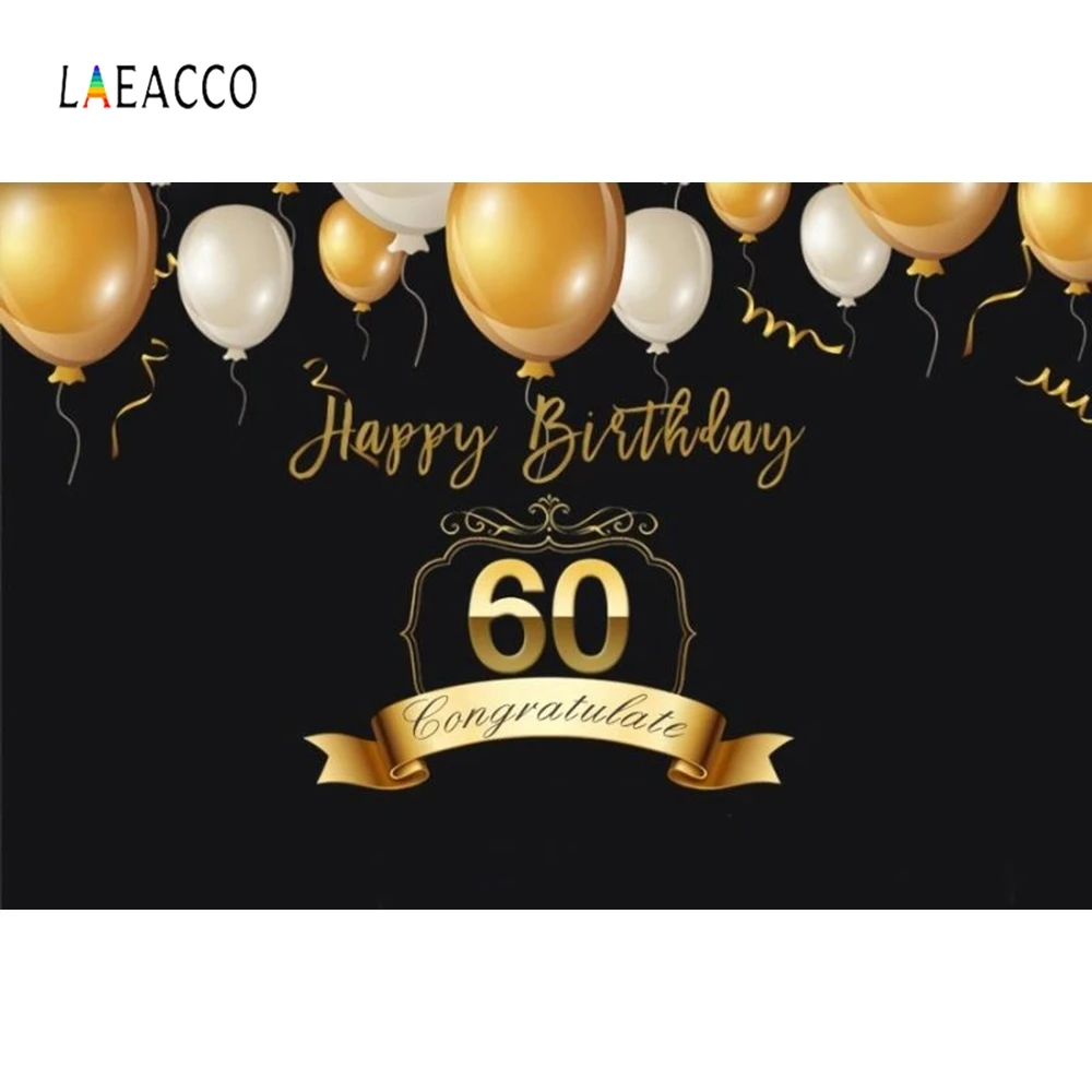 

Laeacco Congratulate Balloon 60th Birthday Poster Scene Photography Backgrounds Customized Photographic Studio Photo Backdrops