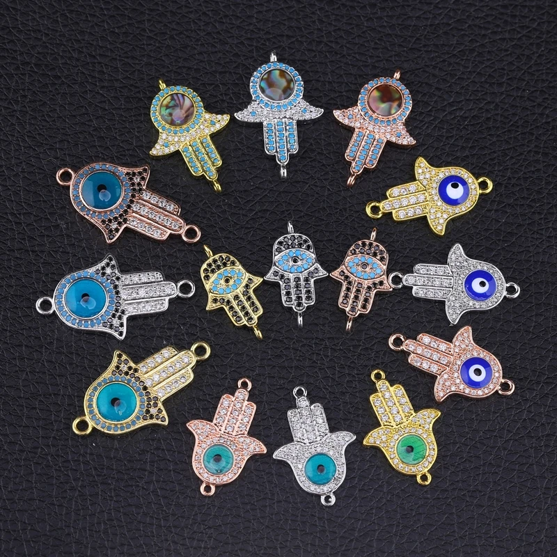 

Juya DIY Hamsa Hand Bracelets Making Connector Charms Gold/Silver/Rose Gold Fatima Greek Evil Eye Jewelry Findings Supplies