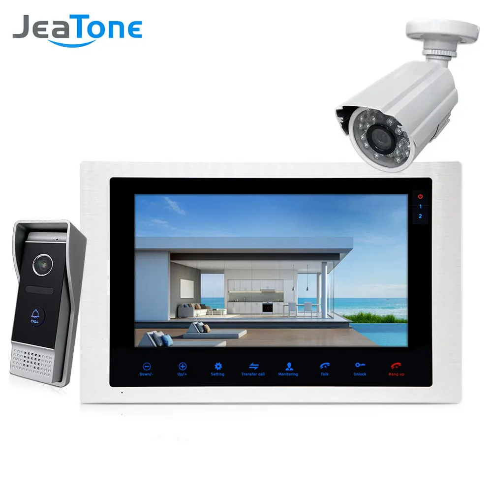 JeaTone 10\ 4-wired Door Phone Video Intercom Video doorbell monitor Intercom + Extra 1200TVL Security Camera Waterproof System JeaTone 10\ 4-wired Door Phone Video Intercom Video doorbell monitor Intercom + Extra 1200TVL Security Camera Waterproof System