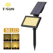 T-SUN 50 светодиодный Солнечные прожекторы 3000K уличное ландшафтное освещение 960 люмен IP44 180 Угол регулируемый для сада дерево патио