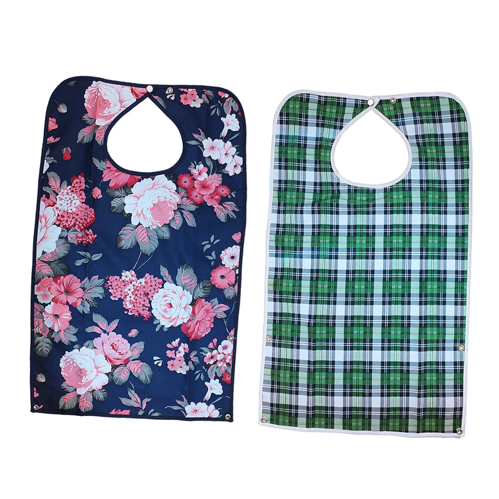 Pack of 2 Reusable Waterproof Eating Bib Adult Mealtime Clothing Protector Disability Dining Patient Aid Apron