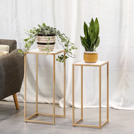 

End Tables Living Room Furniture Iron + marble flower stand sofa side table mesas living room table 34*34*75cm / 30*30*55cm sale