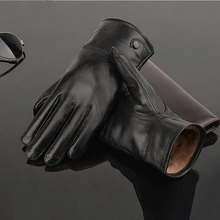 Овчина перчатки для сенсорного экрана Новые Роскошные мужские кожаные перчатки зимние теплые коралловый флис натуральная кожа перчатки для вождения мужские Eldiven