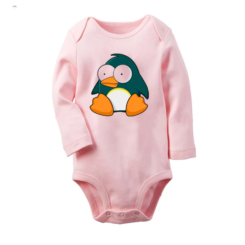 

Cartoon Penguin Design Newborn Baby Boys Girls Outfits Long Sleeve Jumpsuit 100% Cotton Print Infant Bodysuit Clothes Sets