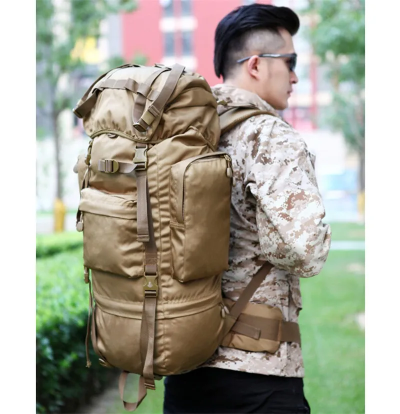 70 L large Backpack Outdoor Sports Bag 3P Military Tactical Bags For Hiking Camping Climbing Waterproof Wear-resisting Nylon Bag