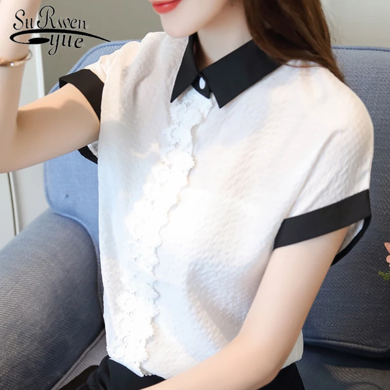 womens tops and blouses blusas femininas elegante women shirts  chiffon blouse  women blouses  women short sleeve shirts 3155 50
