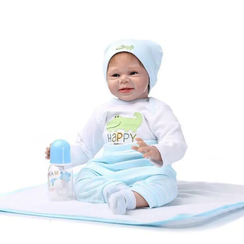 

silicone boy dolls Real Touch newborn babies girl Brinquedos Kid Birthday Gift boneca Reborn babies dolls 55cm soft cloth