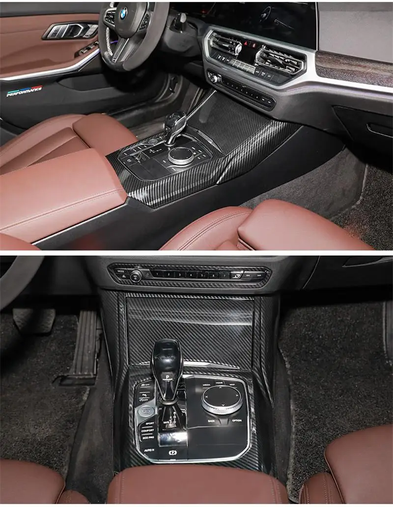 Автомобильный Стайлинг центральный пульт переключения передач мультимедийные Чехлы для рук наклейки отделка для BMW 3 серии G20 G28 автомобильные аксессуары