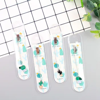 

Fresh Cactus Metal Chain Pendant Bookmark Marker of Page School Office Supply Student Stationery Kids Gift