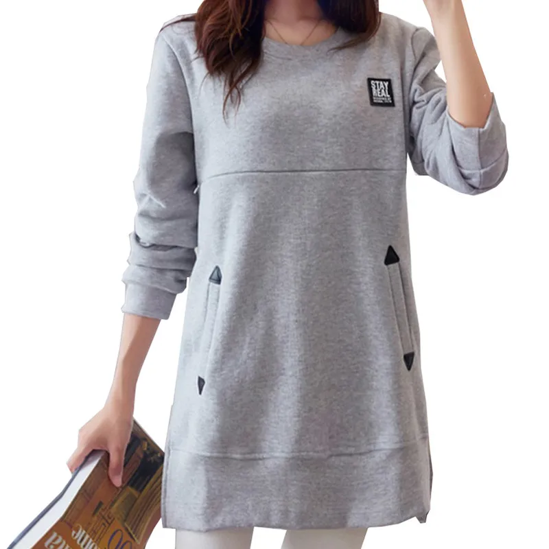Maternity Tee Shirts Loose Nursing Clothes Tops for Pregnant Breastfeeding T-Shirt with Pockets Pregnancy Clothing B0319