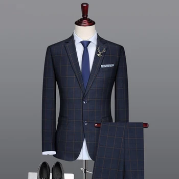 

New Arrival 2 Pieces Man's Tuxedo Groom Suits Dark Blue Meeting/Dinner Party Suit 2-piece Suits Business Dress (jacket+pants)
