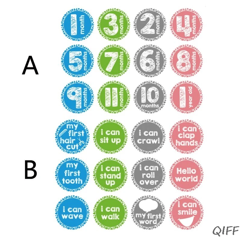 

12PCS/Set Baby Month Sticker Newborn Photo Prop Stickers 1-12 Months Photo Stickers DIY Scrapbook Album Card Stickers