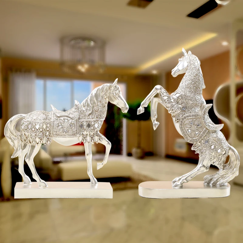 37x30 см золотой и серебряный конь ТВ шкаф современный стиль Декор для гостиной домашний декор