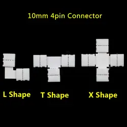 Светодиодные полосы света 5 шт. ltx форма печатной платы 4Pin RGB LED разъемы for12V5050 10 мм ширина полосы Бесплатная сварки застежка лампа быстрый