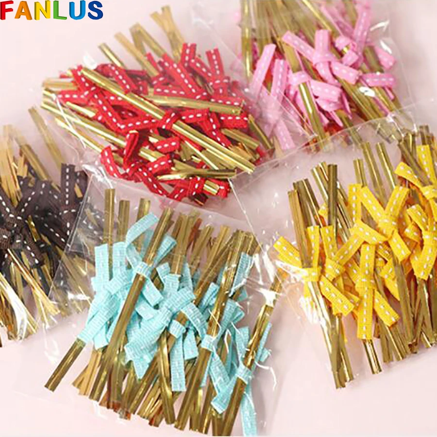 

Cute Silk Baking Packing Bow-Knot Wedding Candy Bag Favor Supplies Bow Bay Shower Lollipop Biscuit Plastic Packs Birthday Decor