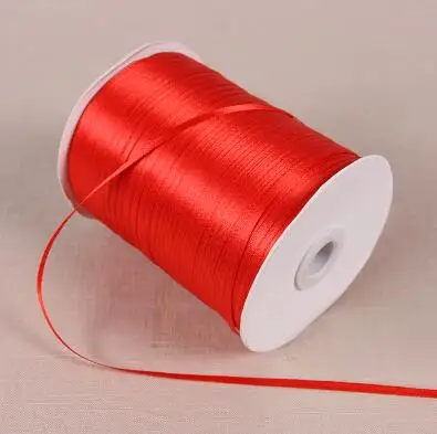 10 м \ ЛОТ 3 мм ширина атласная лента DIY Материал полиэстер ткань тесьма ленты для упаковки подарков Свадебные украшения - Цвет: Red