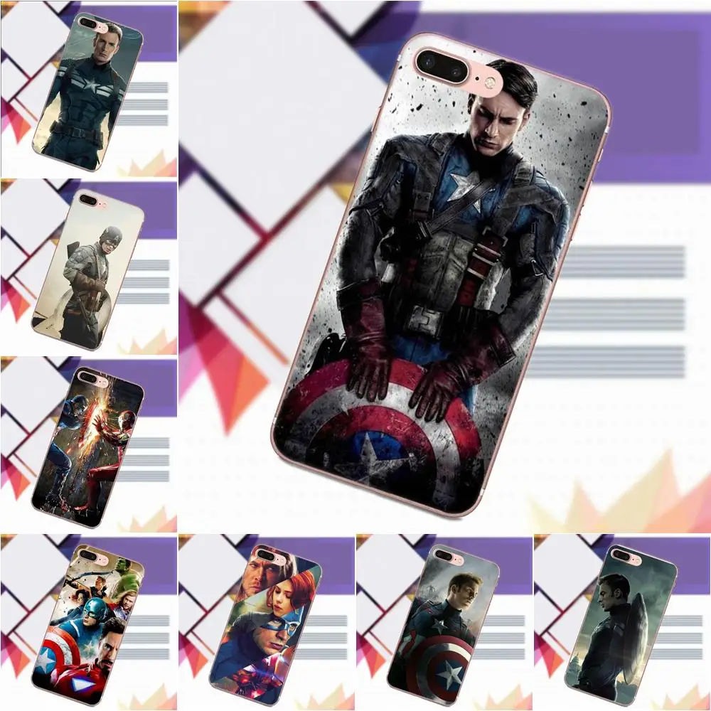 

Vvcqod Soft Silicone TPU Transparent Case Cover For iPhone 4 4S 5 5C 5S SE 6 6S 7 8 Plus X For Moto G G2 G3 New Captain America