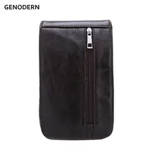 GENODERN натуральная кожа поясная сумка для путешествий мобильного телефона с отверстием для ремня крюк маленькая многофункциональная поясная сумка для мужчин