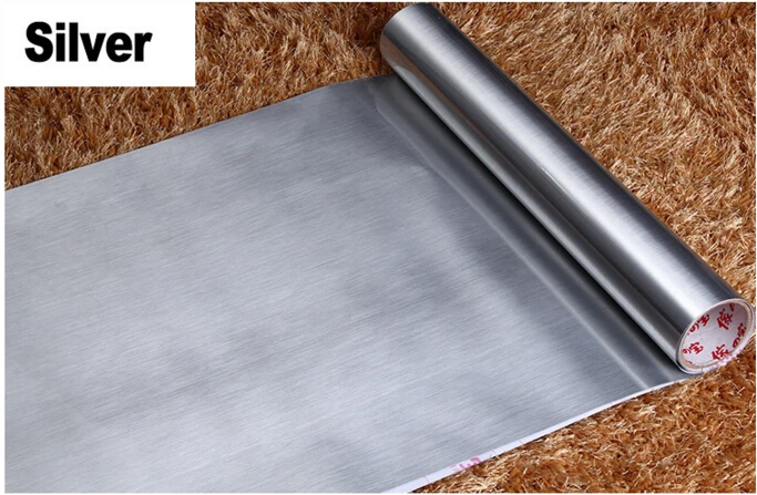 Silver Self Adhesive Wall Paper Furniture Film Kitchen Cabinets Sticker Waterproof Gold Self-adhesive Metal Wallpapers