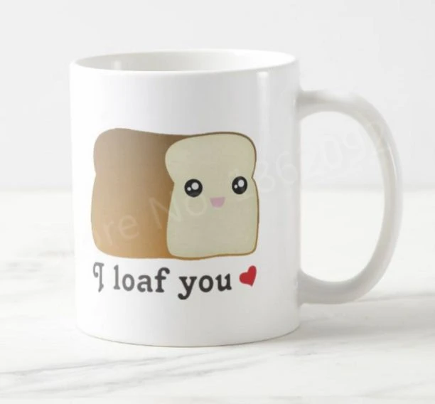 Funny I Loaf You Mug Kawaii Cartoon Bread Couple Coffee Mugs Tea Cups Cute I Love You Valentine