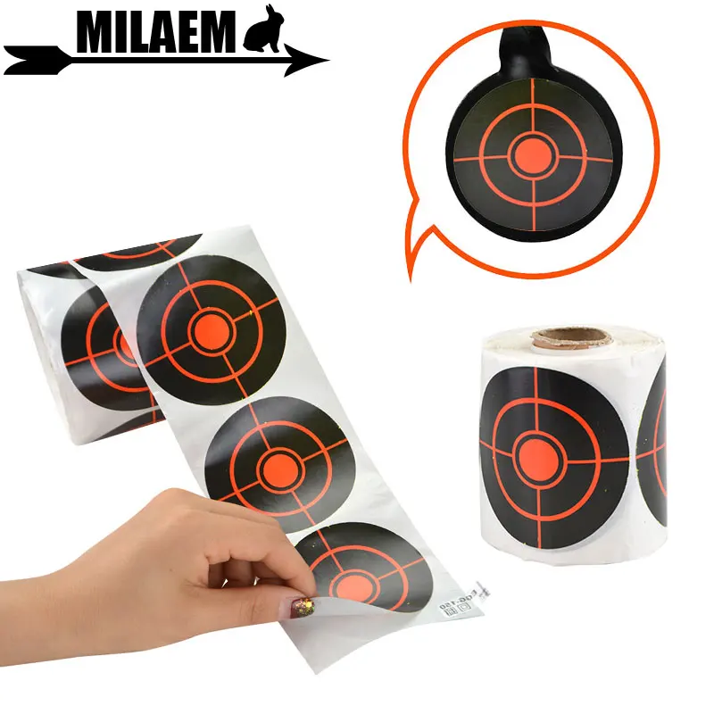 250pcs/1Roll Archery Target Paper Florescence Practicing Target Sticker 3inch Self-adhesive Target Paper Shooting Accessories 10pcs 6 inch splatter target high visibility adhesive shooting target stickers reactive hunting shooting training paper