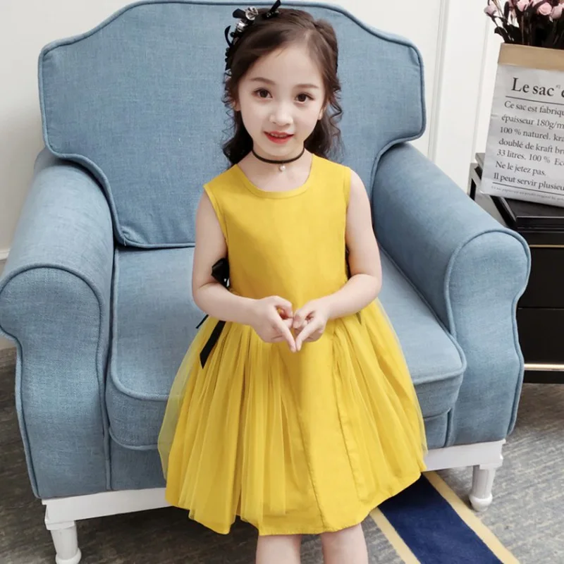 COOTELILI Cute Beach Girl Dress A-Line Kids Girl Dresses For Party And Wedding Yellow Daughter Dresses Children Clothing  (9)