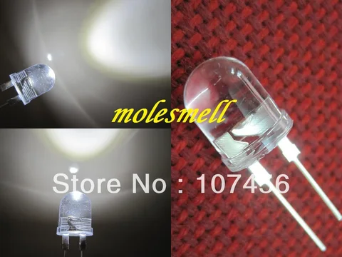 Emissor de Luz Pces Lâmpada Led-ultra Brilhante Branco Leds Faça Você Mesmo Diodo 20 0.5w 10mm 250000mcd
