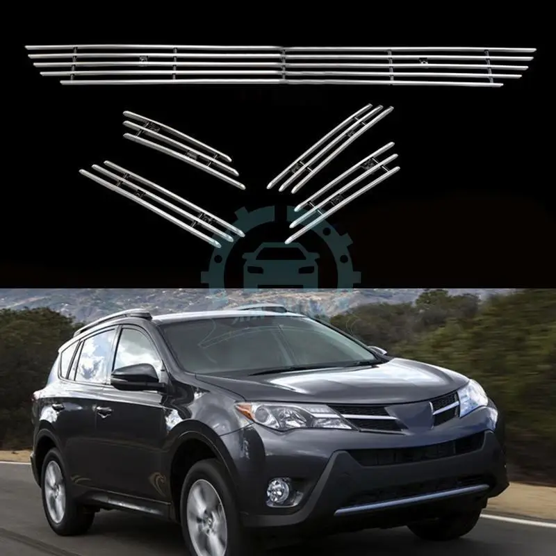For Toyota RAV4 2013 2016 Metal Front Grille Grill Overlay Vent Hole
