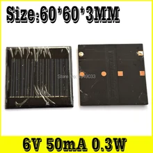 10 шт 6 V 50mA 0,3 W солнечные панели фотоэлектрический модуль PV модуль солнечной энергии