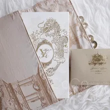 Cocostyles Персонализированная супер Роскошная пригласительная открытка с акриловой коробкой и сумка из шелка для свадебного торжества в Королевском Стиле