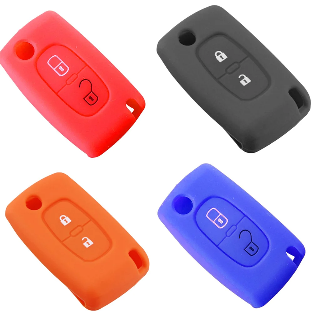 

For Citroen C3 C4 C4L C5 C6 Protector Cover 2 buttons Silicone Car Key Covers Case For PEUGEOT 207 307 308 407 408