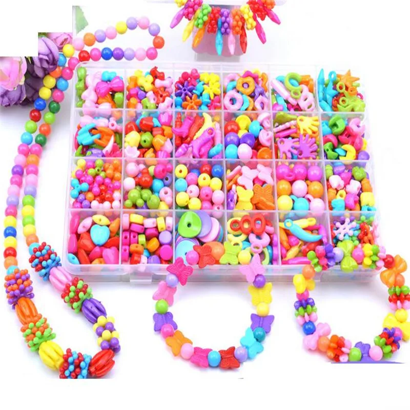 Красивые разноцветные акриловые бусины набор аксессуаров для DIY ожерелье и браслет девушка развивающие игрушки бисер для детей наборы