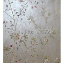 Ручная роспись нетканые обои живопись цветы пиона птицы много фотографий дополнительно