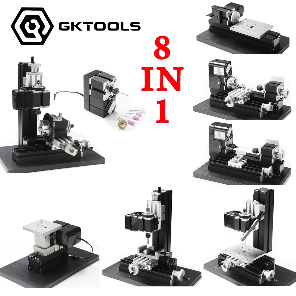 24 Вт 8 в 1 Металлический Мини-токарный станок без носовой руки; мини-дрель/Деревообработка/Фрезерование/Jagsaw/шлифовальный станок, лучший подарок