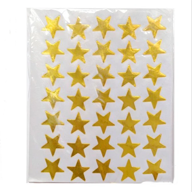 

350pc/bag Child Gilding Reward Flash Sticker Teacher Praise Label Award Five-pointed Star Gold Sticker Self-adhesive Sticker