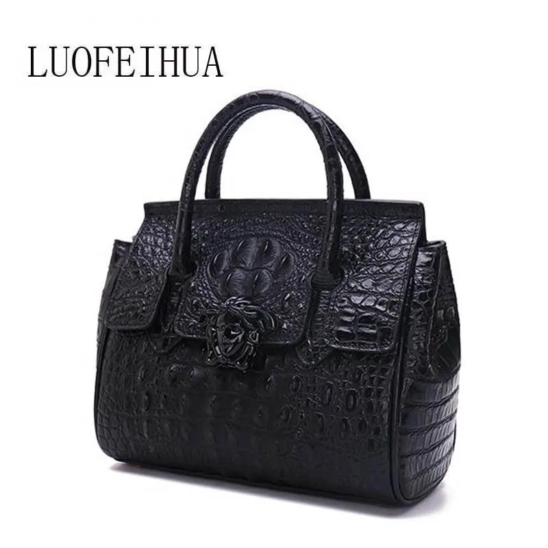 

2019 new leather ladies handbag Large-capacity one-shoulder messenger bag Crocodile Casual Leather Bag