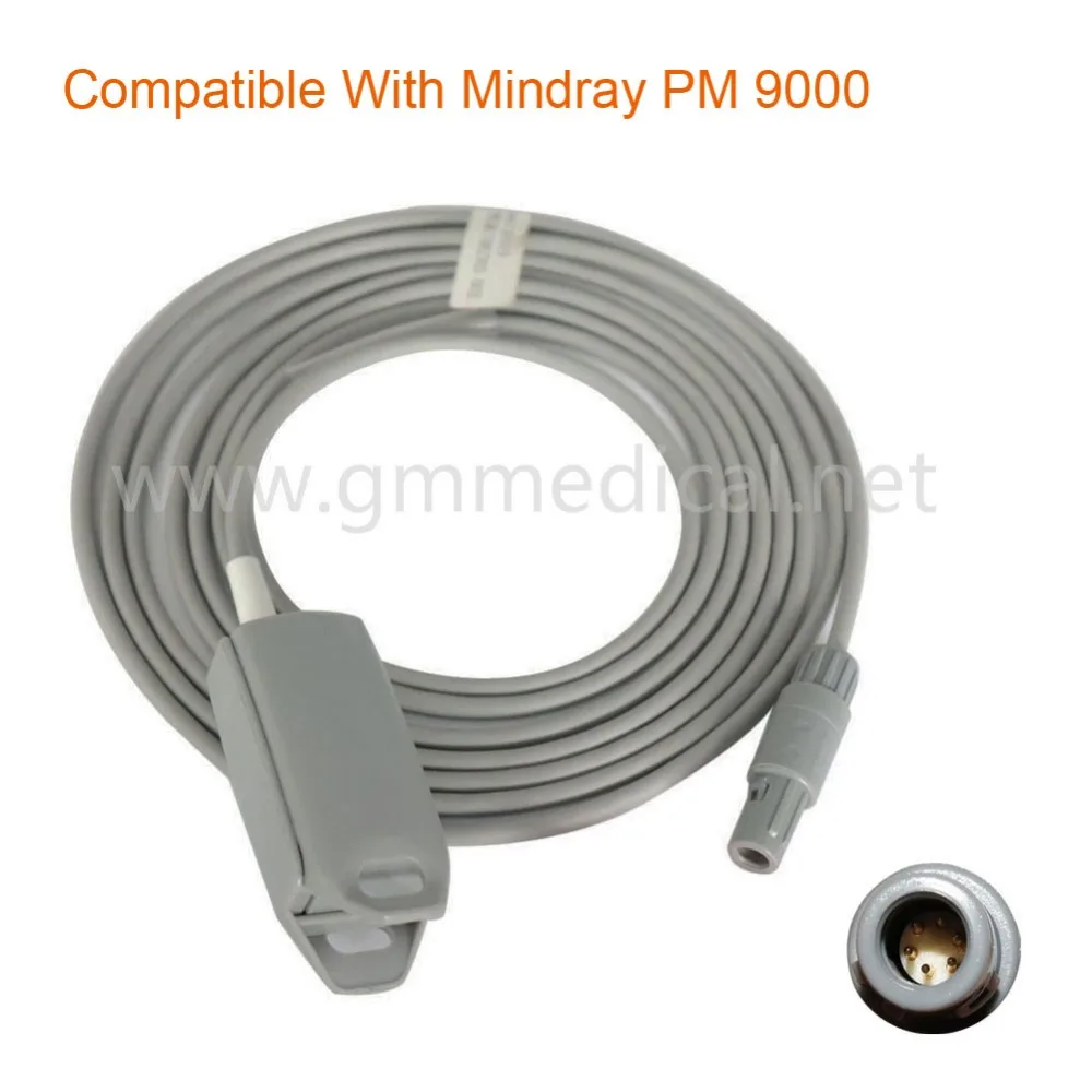 

Compatible With Mindray PM9000 (Nellcor non-oximax) Adult Finger Spo2 Sensor 6Pin Redel Male(Dual,40 degree)L=3m