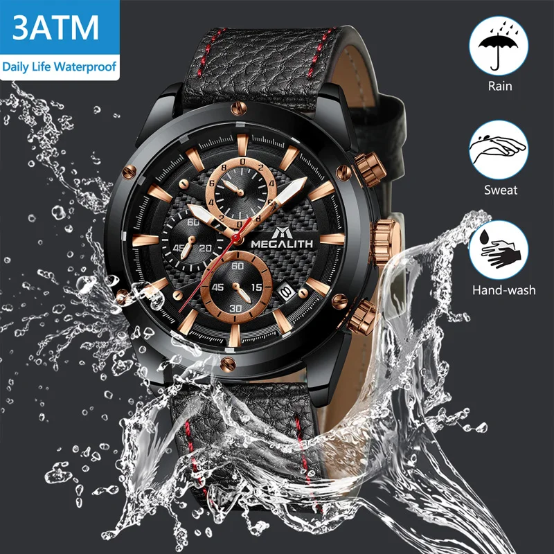 MEGALITH Fashion Luxury Sport Men Watch Waterproof Military Chronograph Watches Clock Men Casual Leather Quartz Wrist Watch Male MEGALITH Fashion Luxury Sport Men Watch Waterproof Military Chronograph Watches Clock Men Casual Leather Quartz Wrist Watch Male