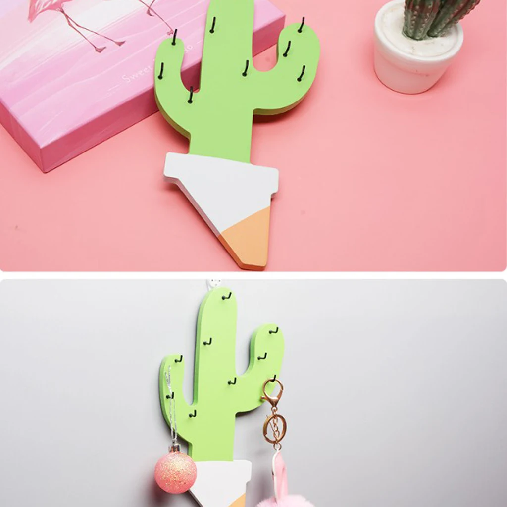 Green Cactus Wall/Door Bath Hook Clothes Coat Bag Towels Hanger Holder Office Hook Hanging Keys