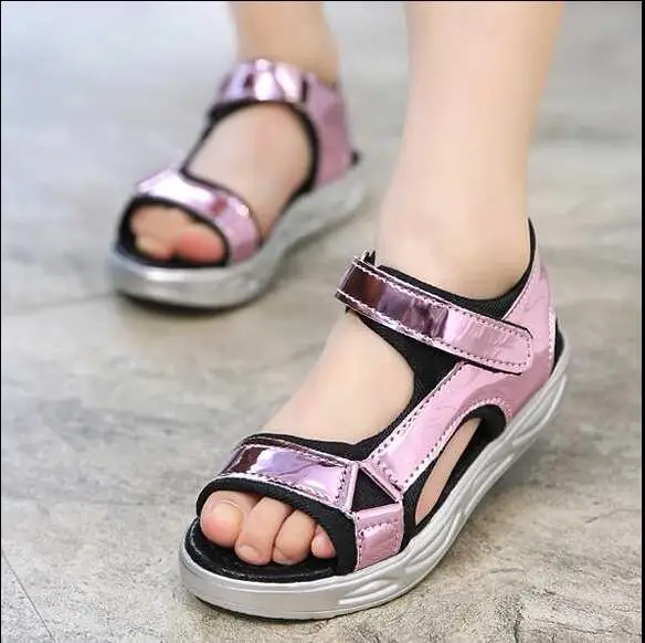 

2018 summer new girls fish mouth sandals Korean fashion hollow children's princess shoes wild high-heeled sandals