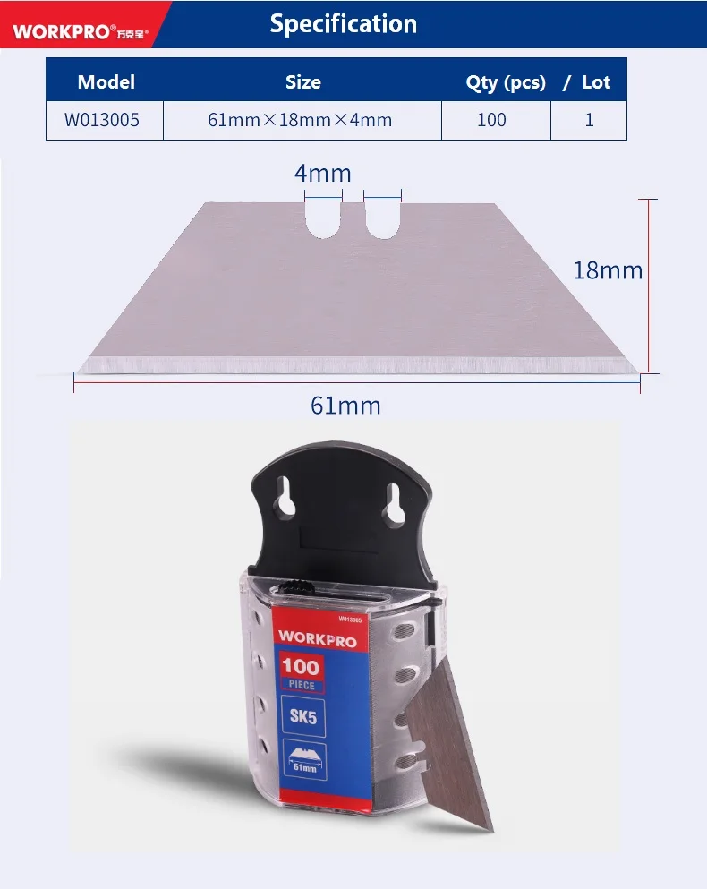 WORKPRO оригинальные лезвия сверхмощные лезвия для ножа SK5 стальные лезвия ножа 100 шт./лот