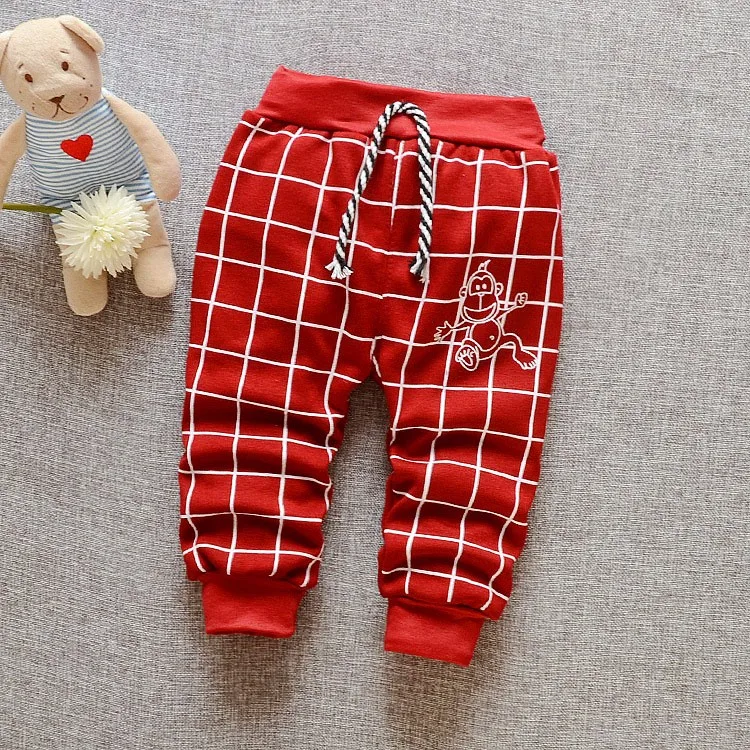 Штаны для малышей; сезон осень-зима; Детские плотные теплые штаны из хлопка и бархата в клетку для маленьких мальчиков и девочек 0-2 лет