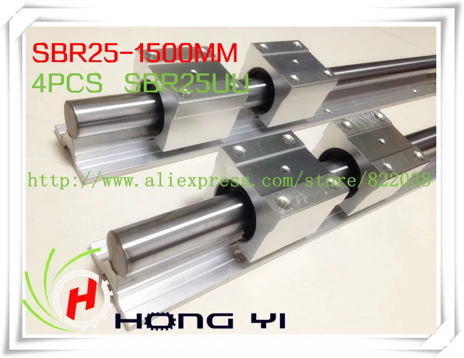 

2pcs SBR25 -L1400mm linear bearing rails shaft support + 4pcs SBR25UU Linear slide for Built CNC Router Machine