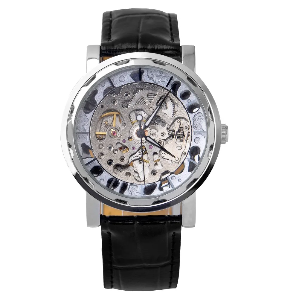 Часы скелетоны FLENT мужские с кожаным ремешком|wristwatch strap|menwristwatch |