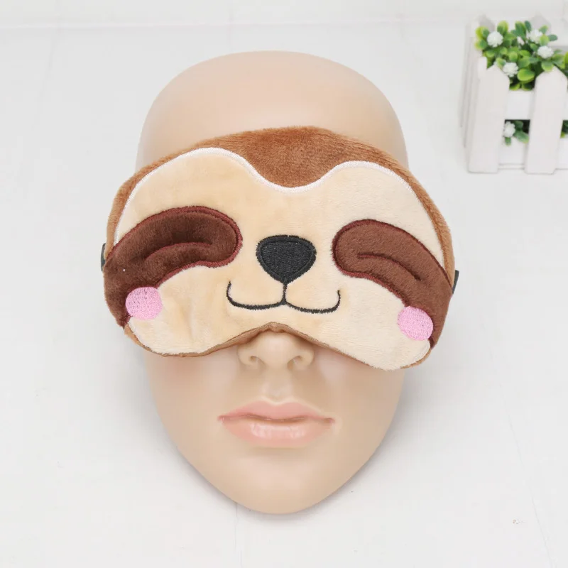 Sleeping Mask Eyepatch Soft Eye Mask Cartoon Travel Alpaca Flash sloth plush mask toys cute llama Relaxing Blindfold gift - Color: brown