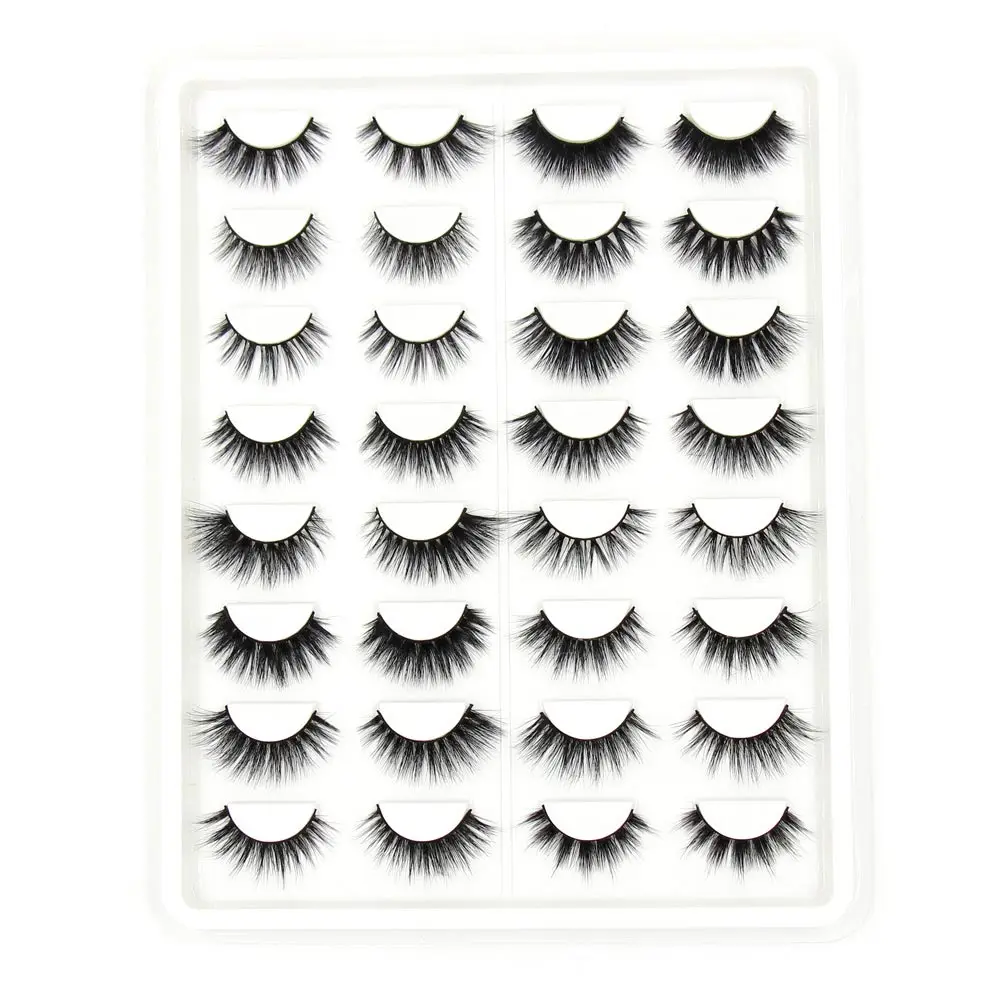 SOQOZ 16 7 Pairs False Eyelashes 3D Mink Eyelashes Handmade Fluffy Eye Lashes Real Mink Lashes 4