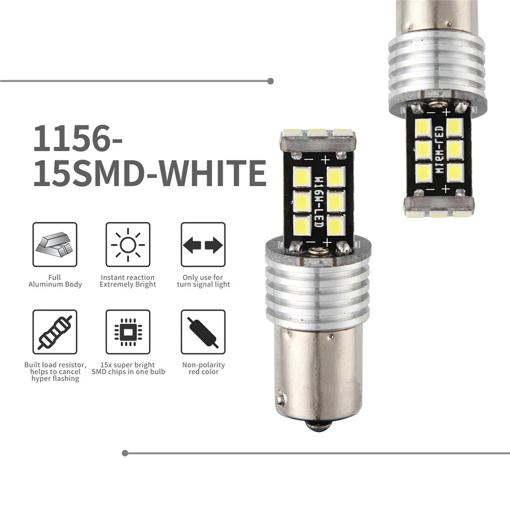

Auxbeam Extremely Bright 1156 P21W BA15S LED Light Bulbs 800LM 33Pcs 5630 SMD LED Bulb for Back Up Reverse Lights, Xenon White