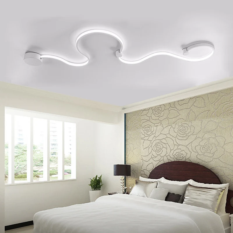Современные светодиодные потолочные лампы для гостиной, спальни, ресторана, балкона, белый, черный, готовая потолочная лампа, домашнее освещение AC90-220V